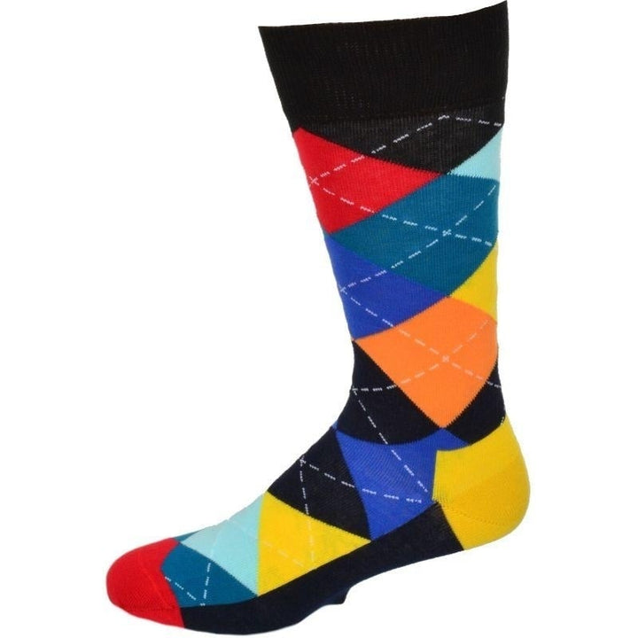 Mens Dress Casual 3 Pair Pack Combed Cotton Crew Argyle Socks Image 4