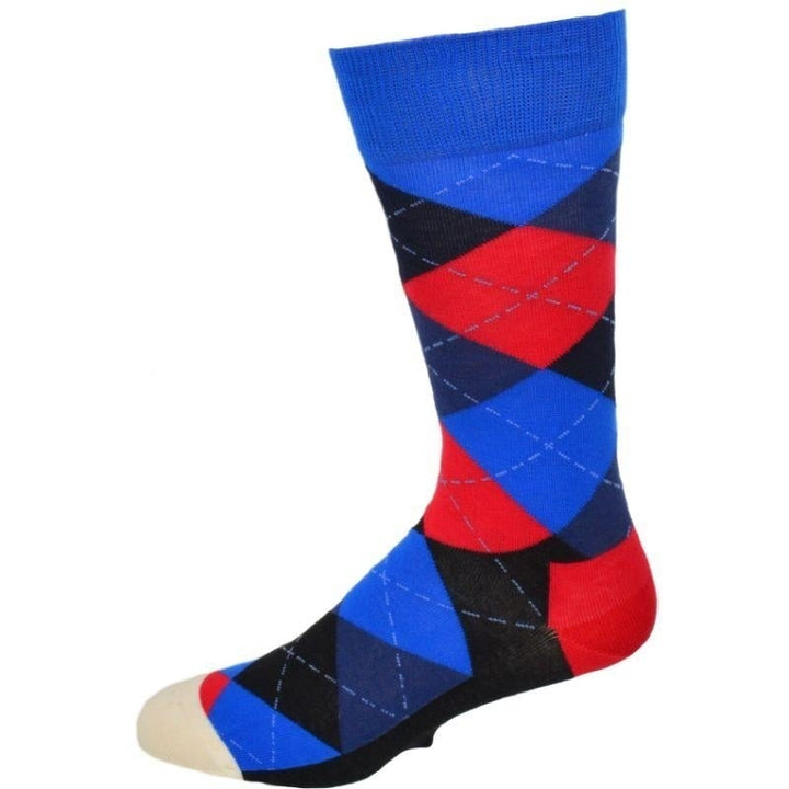 Mens Dress Casual 3 Pair Pack Combed Cotton Crew Argyle Socks Image 6