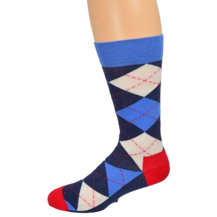 Mens Dress Casual 3 Pair Pack Combed Cotton Crew Argyle Socks Image 10