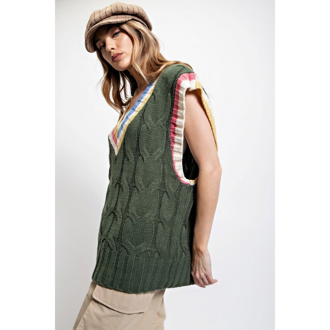 Multi Color Knitted Sweater Vest Image 3