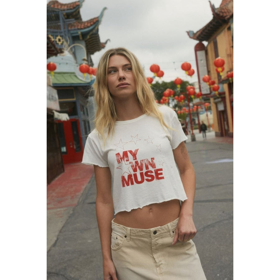 My Own Muse Vintage Wash Cropped Graphic Tee Image 1