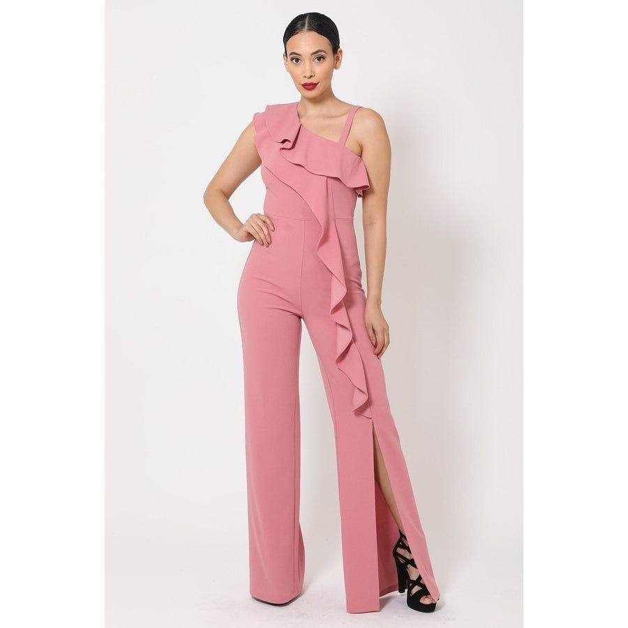 One Shoulder Ruffle Jumpsuit Image 1