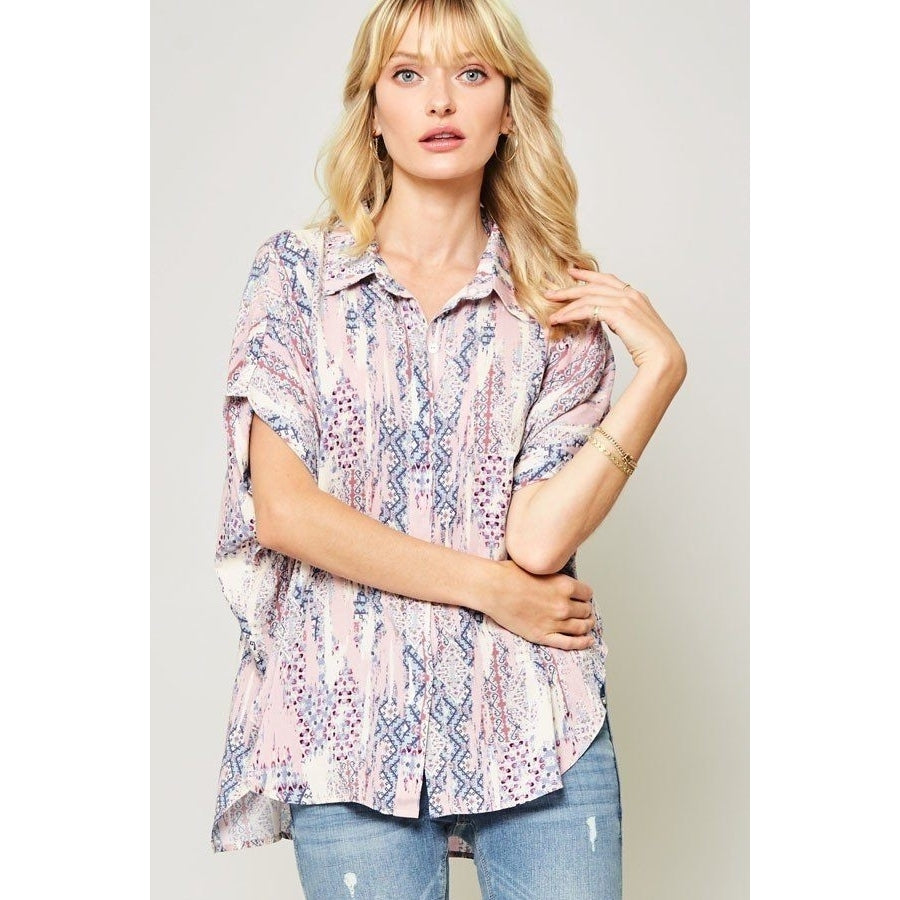 Ornately Patterned Woven Top Image 1