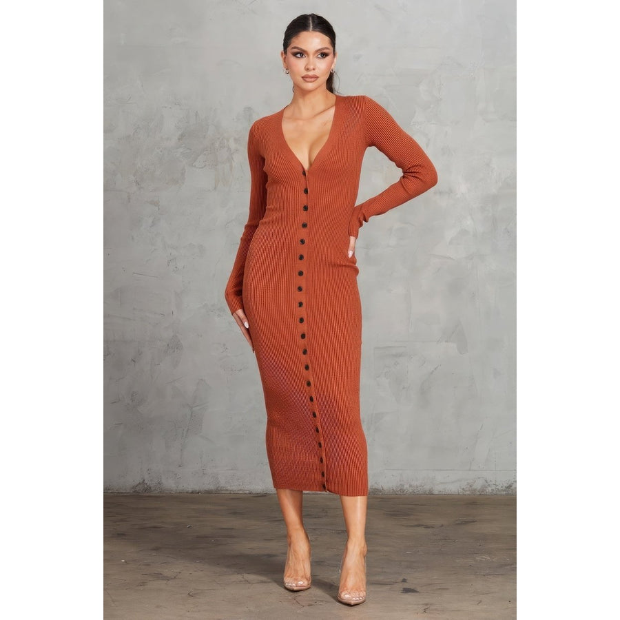 Ribbed Midi Dress Image 1