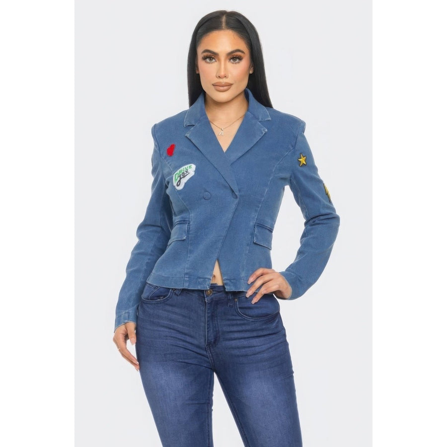 Patch It Up Denim Blazer Jacket Image 1