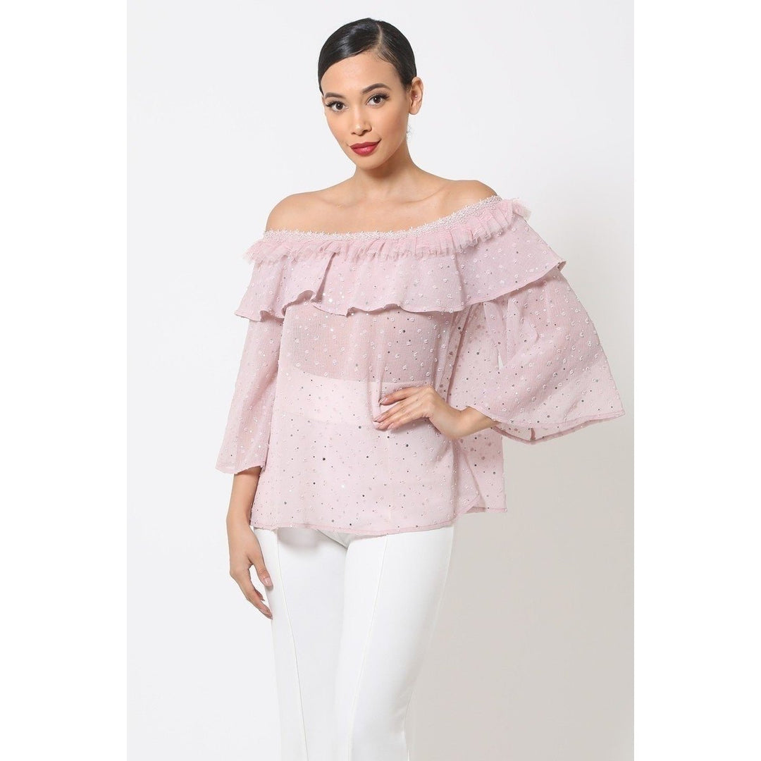 Polka Dot Sheer Off Shoulder Top Image 1