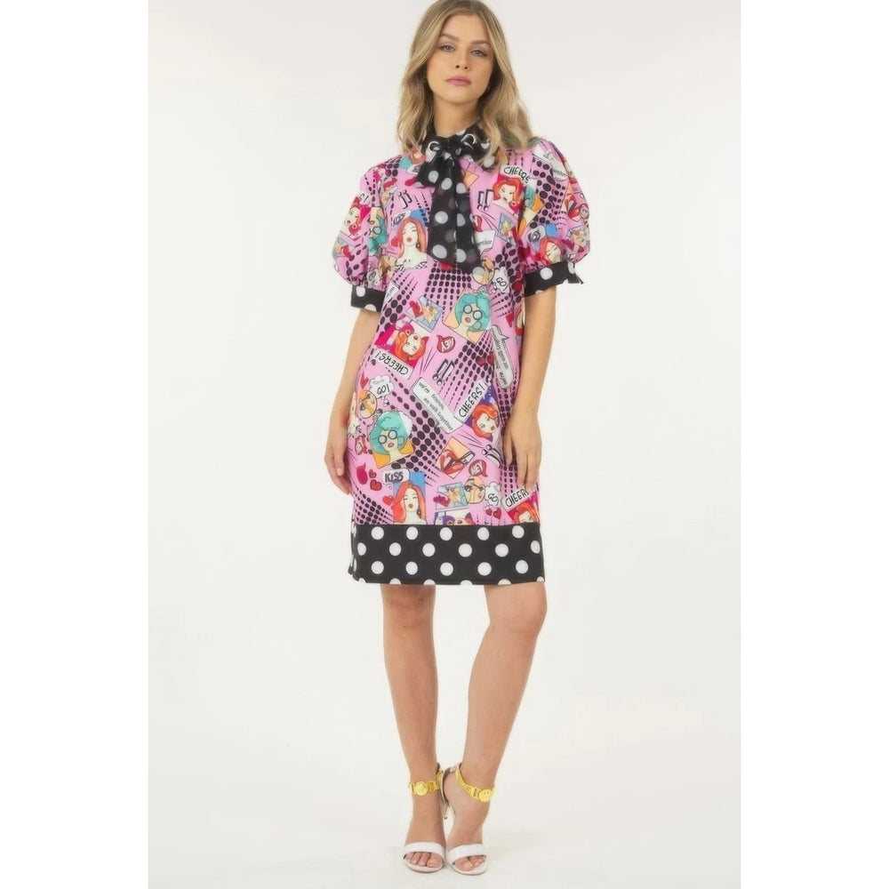 Print Midi Dress With Polka Dot Finish Image 2