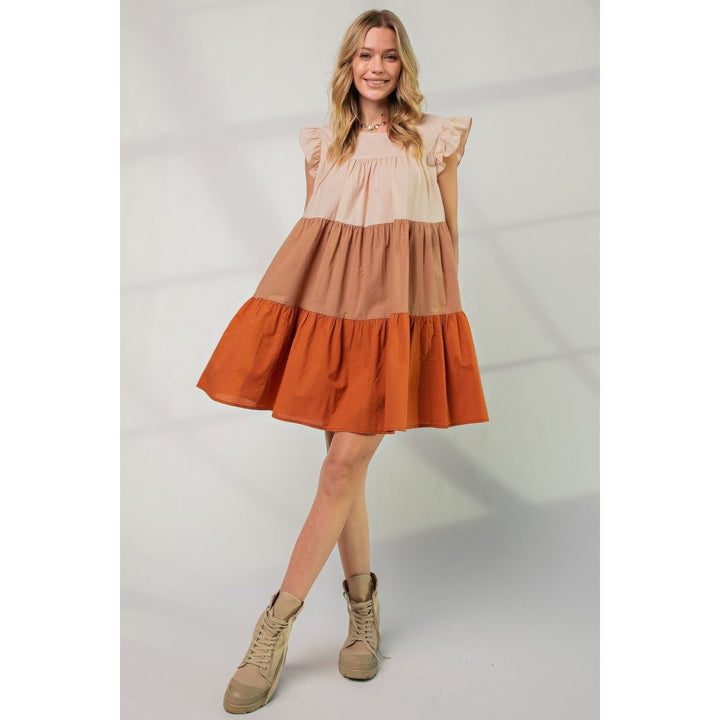 Poplin Tiered Color Block Dress Image 2