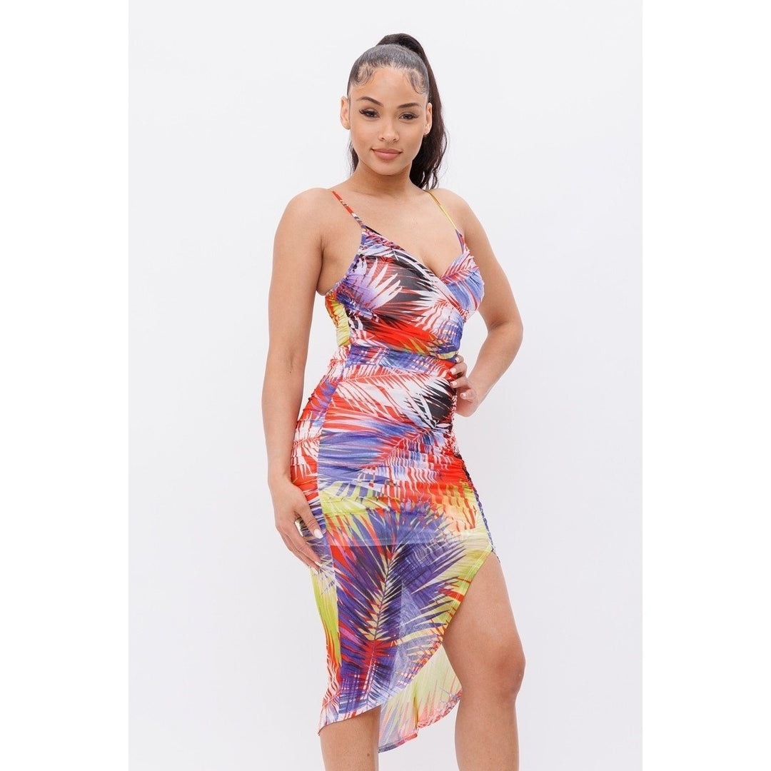 Printed Mesh Dress Image 3