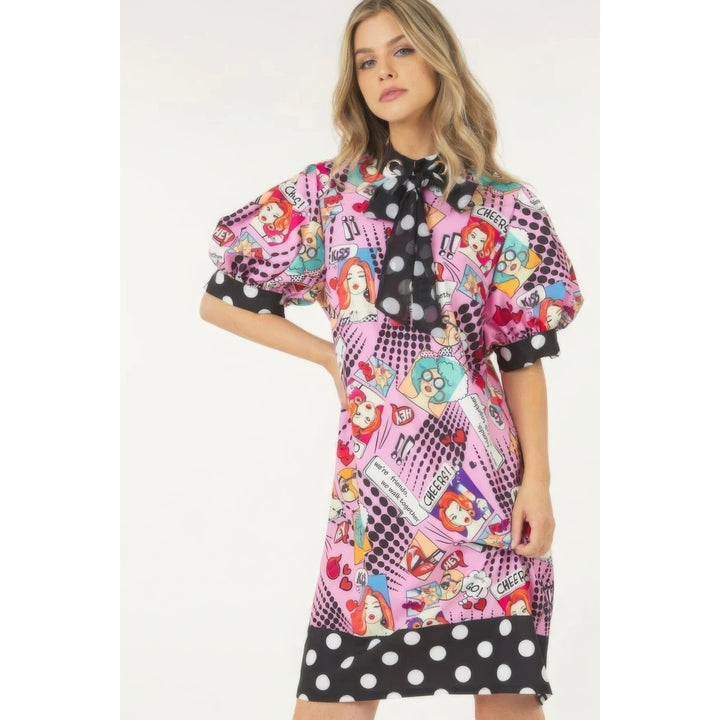 Print Midi Dress With Polka Dot Finish Image 3