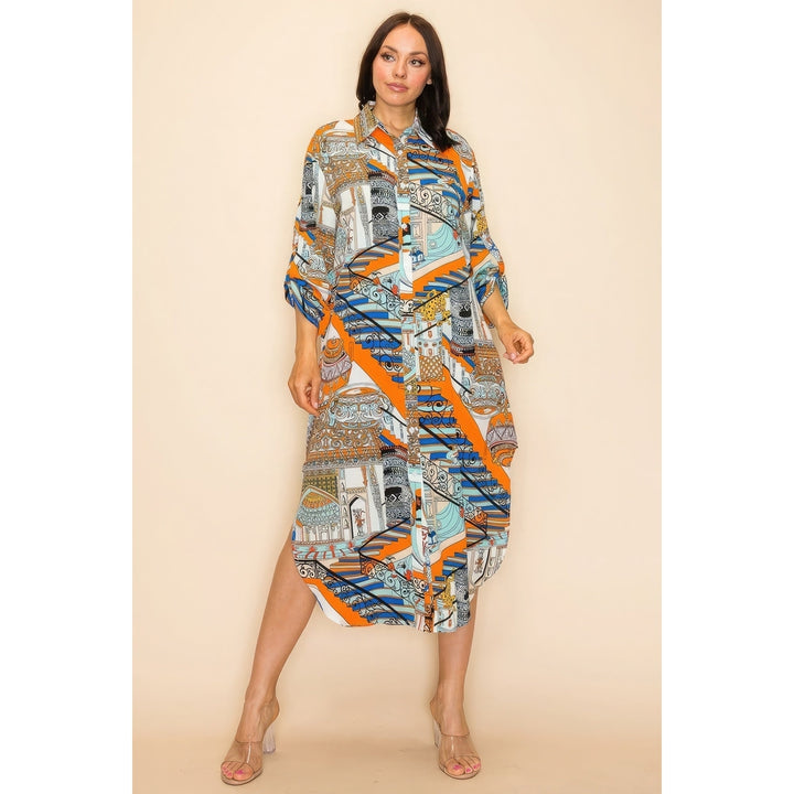 Printed Shirt Dress Image 2