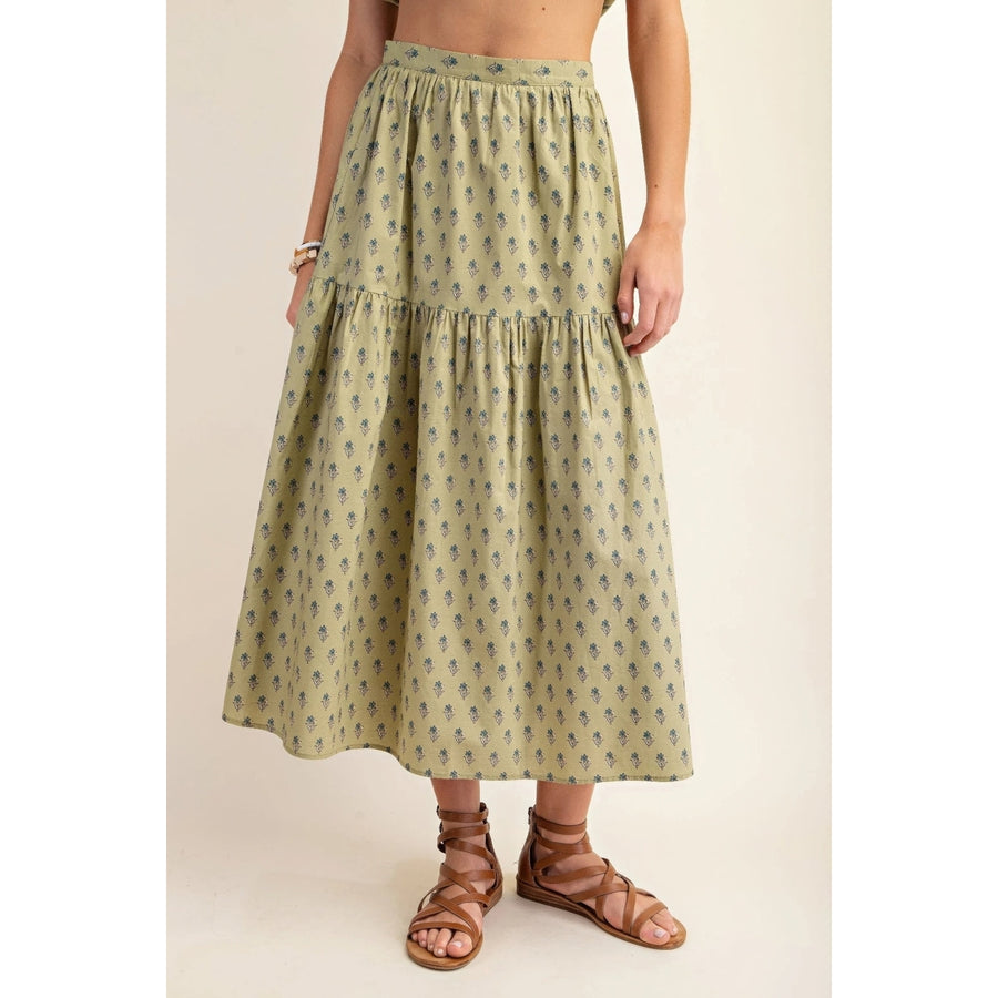 Printed tired midi skirt Image 1