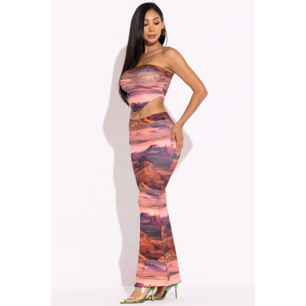 Printed Tube Top And Maxi Skirt Image 2