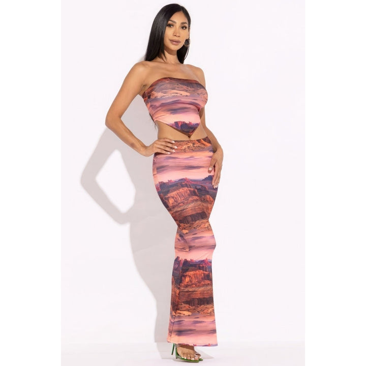 Printed Tube Top And Maxi Skirt Image 3