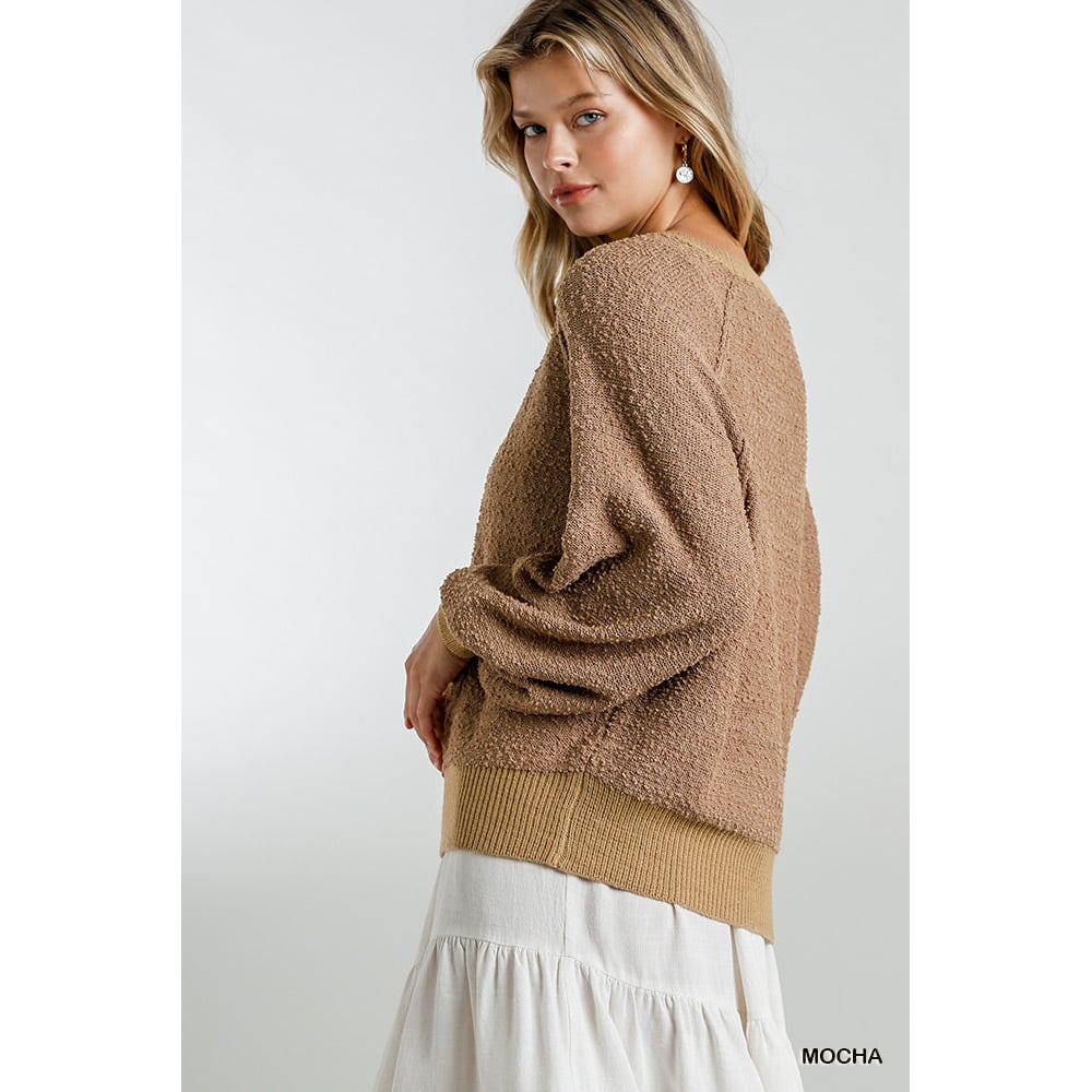 Puff Sleeve Boat Neck Sweater Image 2