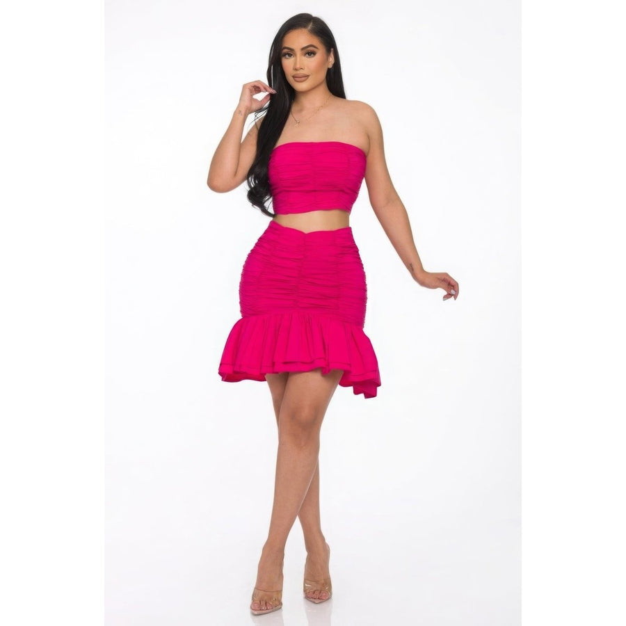 Ruffle Ruched Mini Skirt Set Image 1