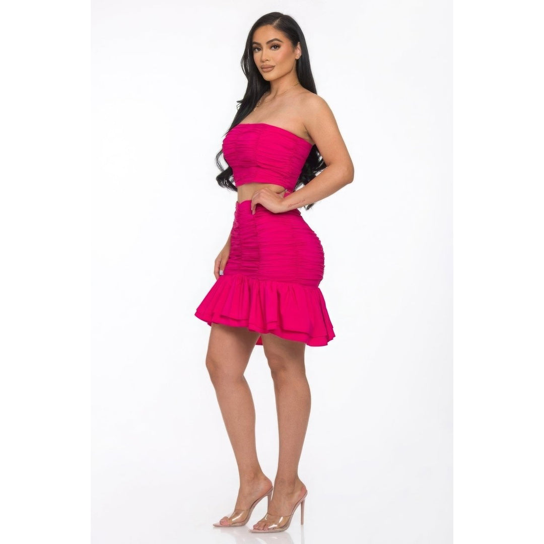 Ruffle Ruched Mini Skirt Set Image 2