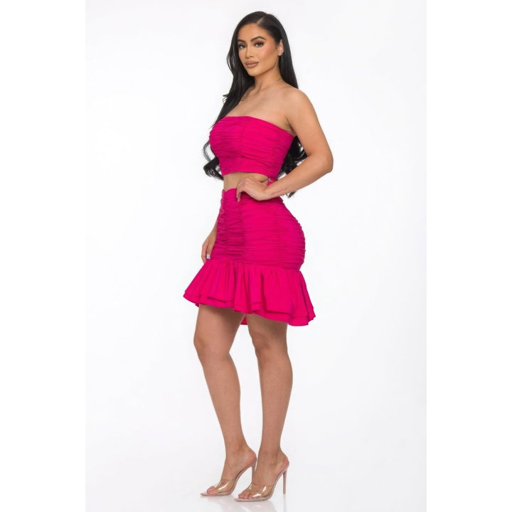 Ruffle Ruched Mini Skirt Set Image 2