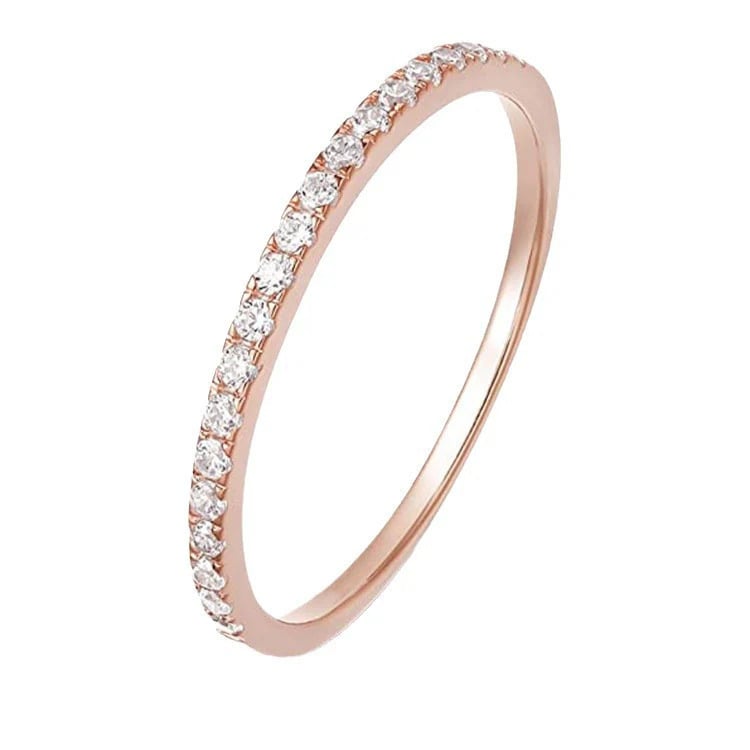 Paris Jewelry 18K Rose Gold Created White Sapphire Thin Eternity Band Plated Size 6 Image 1