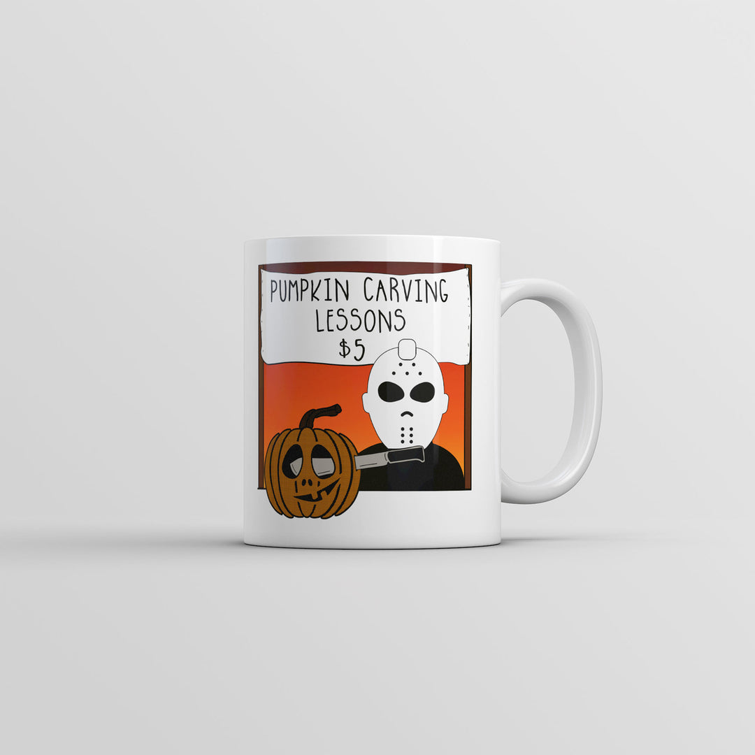 Pumpkin Carving Lessons Mug Funny Sarcastic Halloween Killer Joke Coffee Cup -11oz Image 1