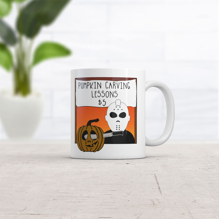 Pumpkin Carving Lessons Mug Funny Sarcastic Halloween Killer Joke Coffee Cup -11oz Image 2