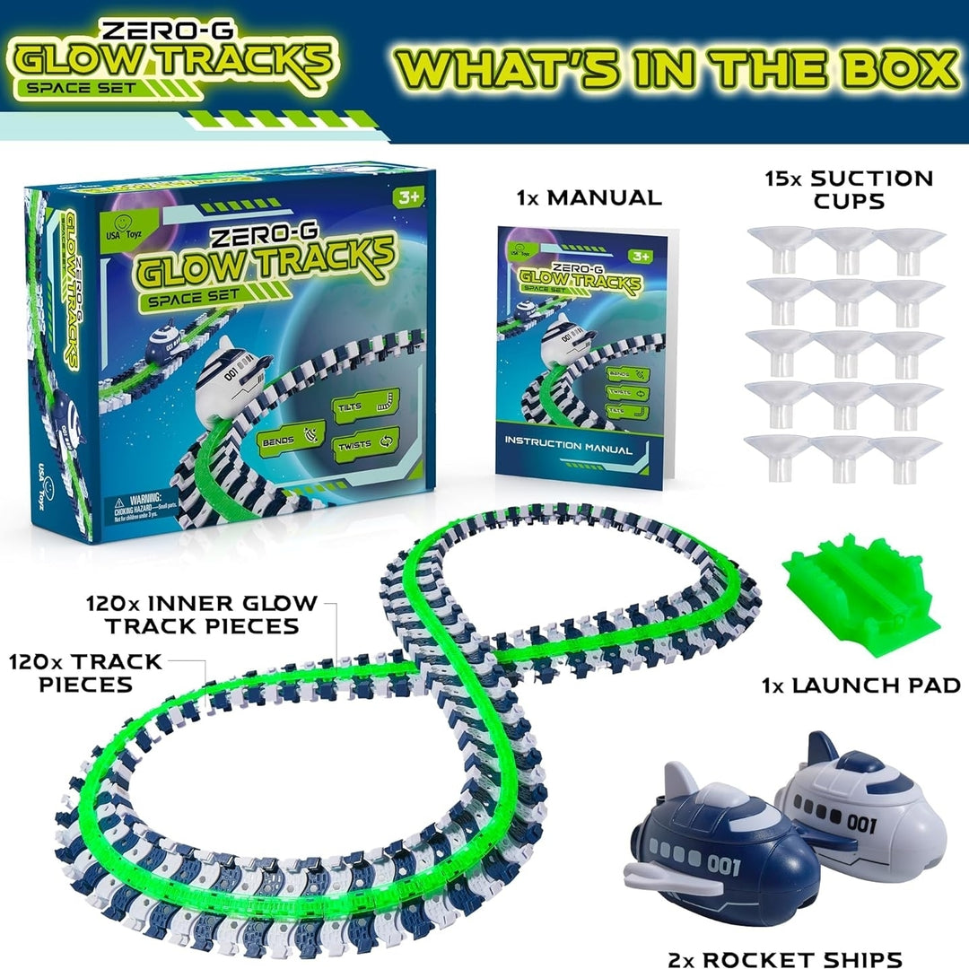 USA Toyz Zero G Space Glow Race Track for Kids- 258pc Image 2