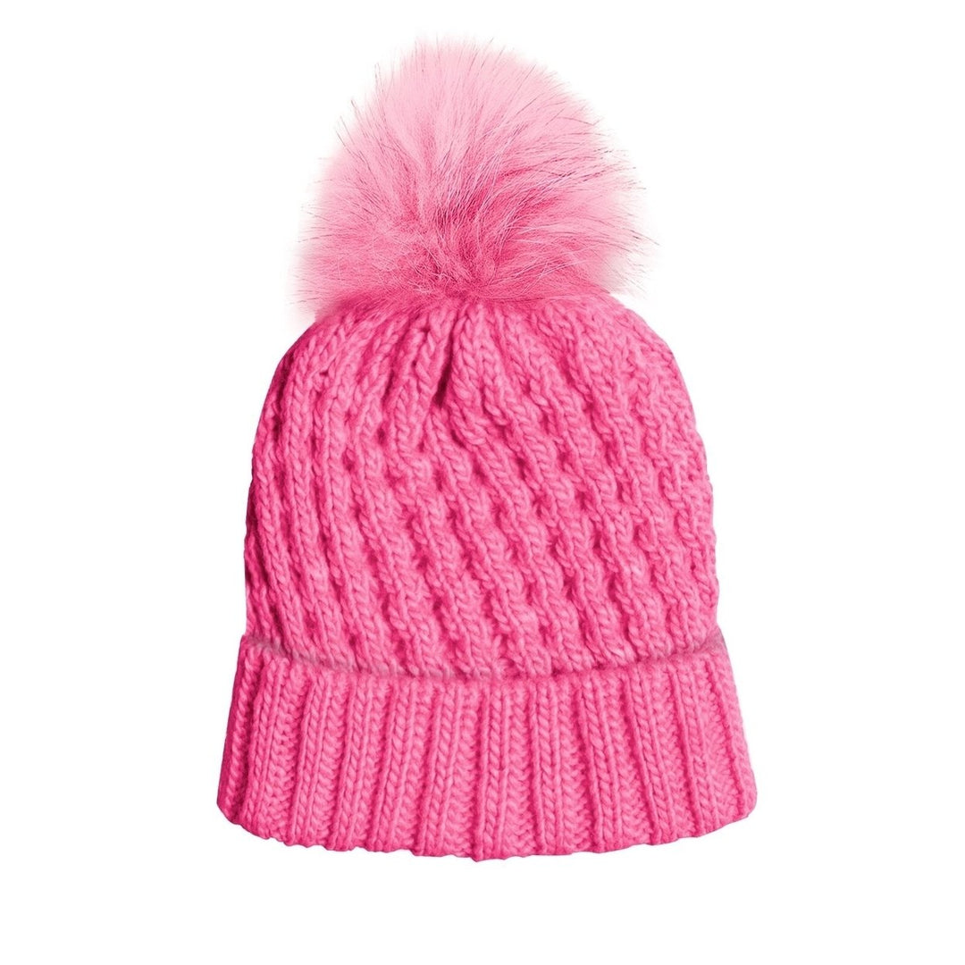 1-Piece Womens Ultra-Soft Stylish Winter Warm Knitted faux Lined Pom Pom Beanie Hat Image 11