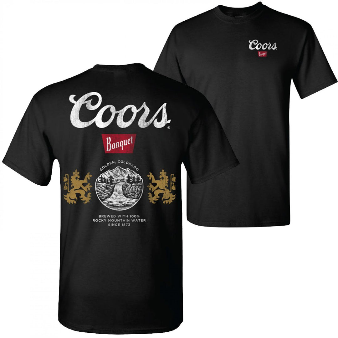 Coors Banquet Can Logo Front and Back Print Black T-Shirt Image 1