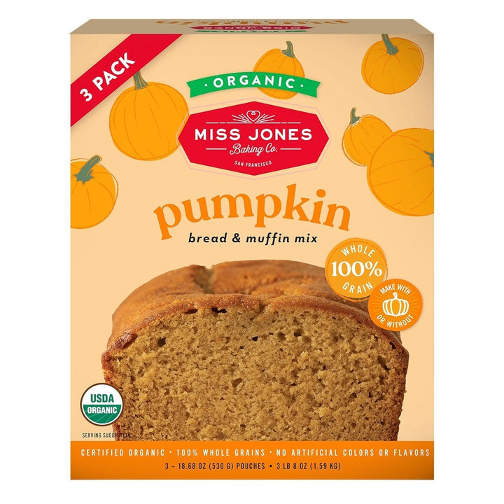 Miss Jones Organic Pumpkin Bread And Muffin Mix 18.6 Ounce (Pack of 3) Image 1