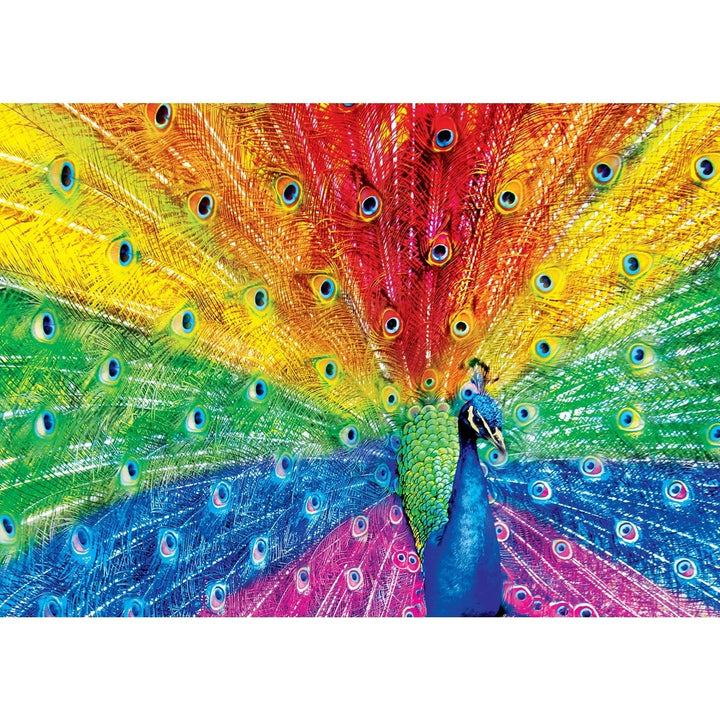 Brilliance Peacock Delight 500 Piece Jigsaw Puzzle Colorful Rainbow Feathers Image 6