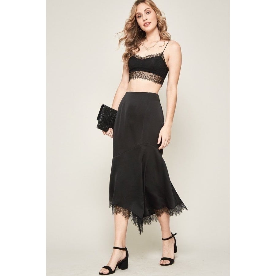 A Solid Woven Midi Skirt Image 2