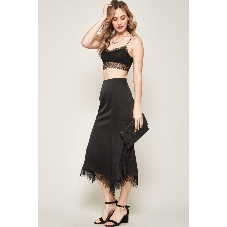 A Solid Woven Midi Skirt Image 3