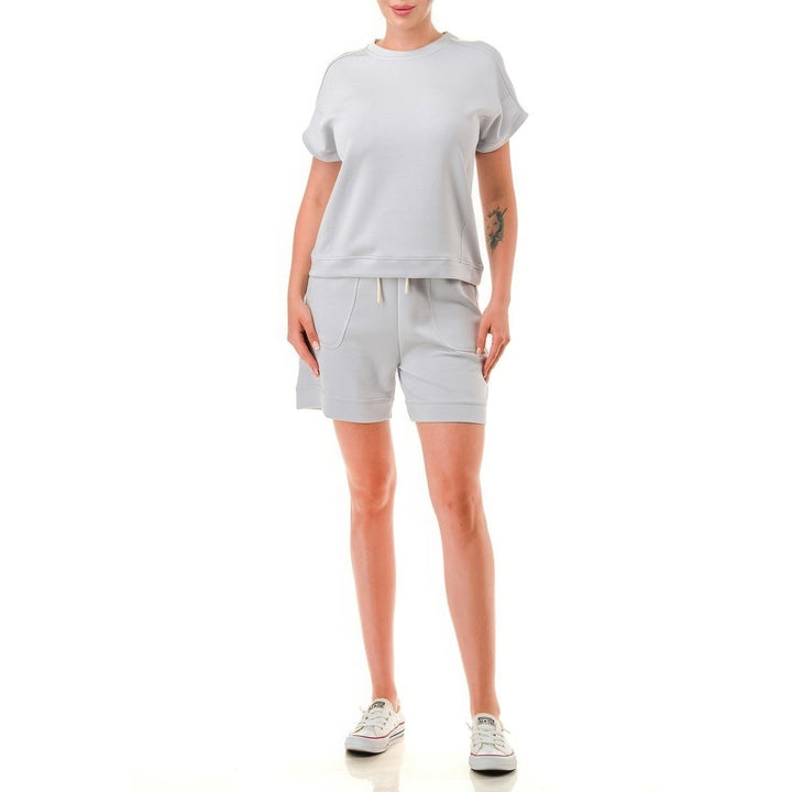 Air Cotton Monochrome Tee And Shorts Set Image 2