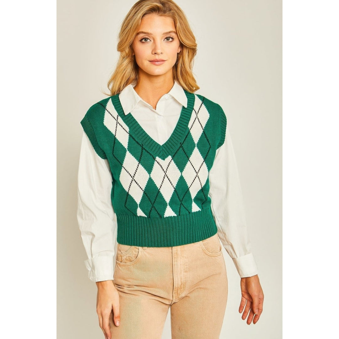 Argyle Print Sweater Vest Image 1