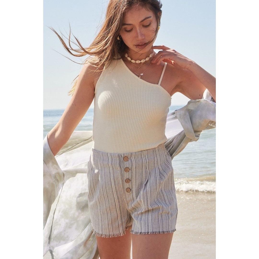 A Pair Of Striped Woven Shorts Image 1