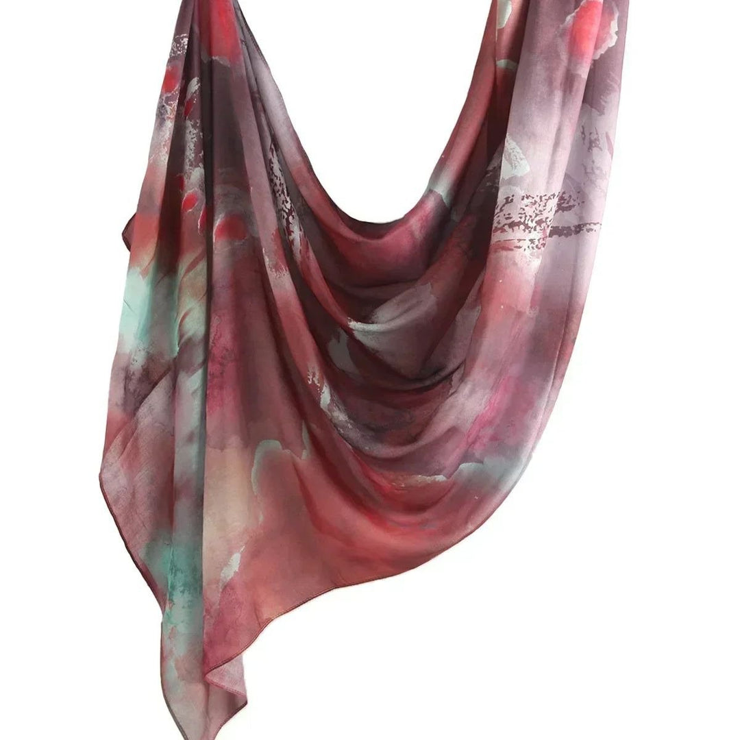 Breathable Lightweight Watercolour Floral Hijab Scarf for Muslim Women Image 3