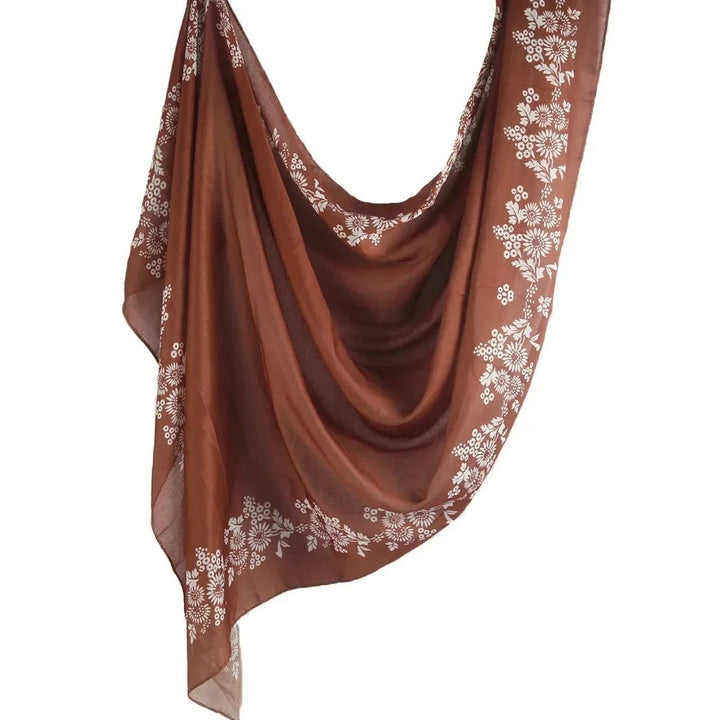 Soft Cotton Viscose Woven Floral Shawl Scarf for Women Image 4