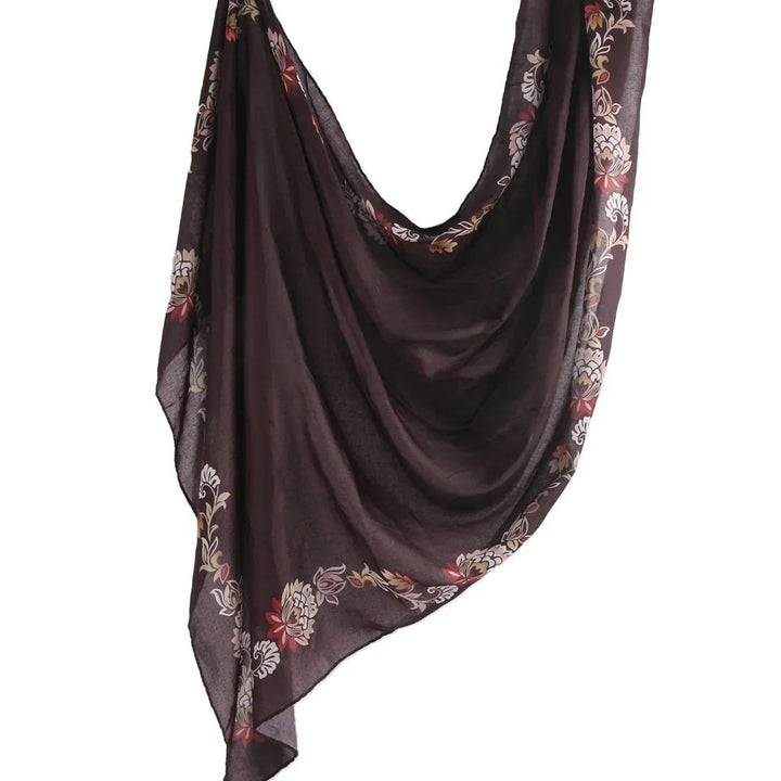 Soft Cotton Viscose Woven Floral Shawl Scarf for Women Image 10