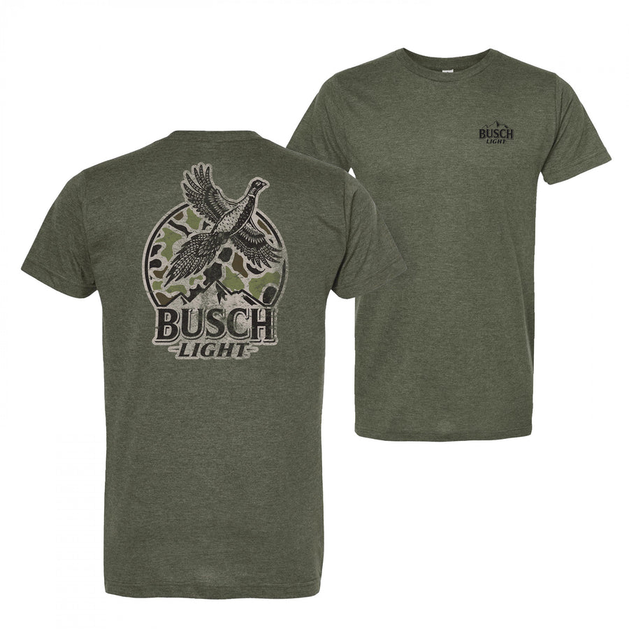 Busch Light Pheasant Hunting Camo Logo Forest Green T-Shirt Image 1