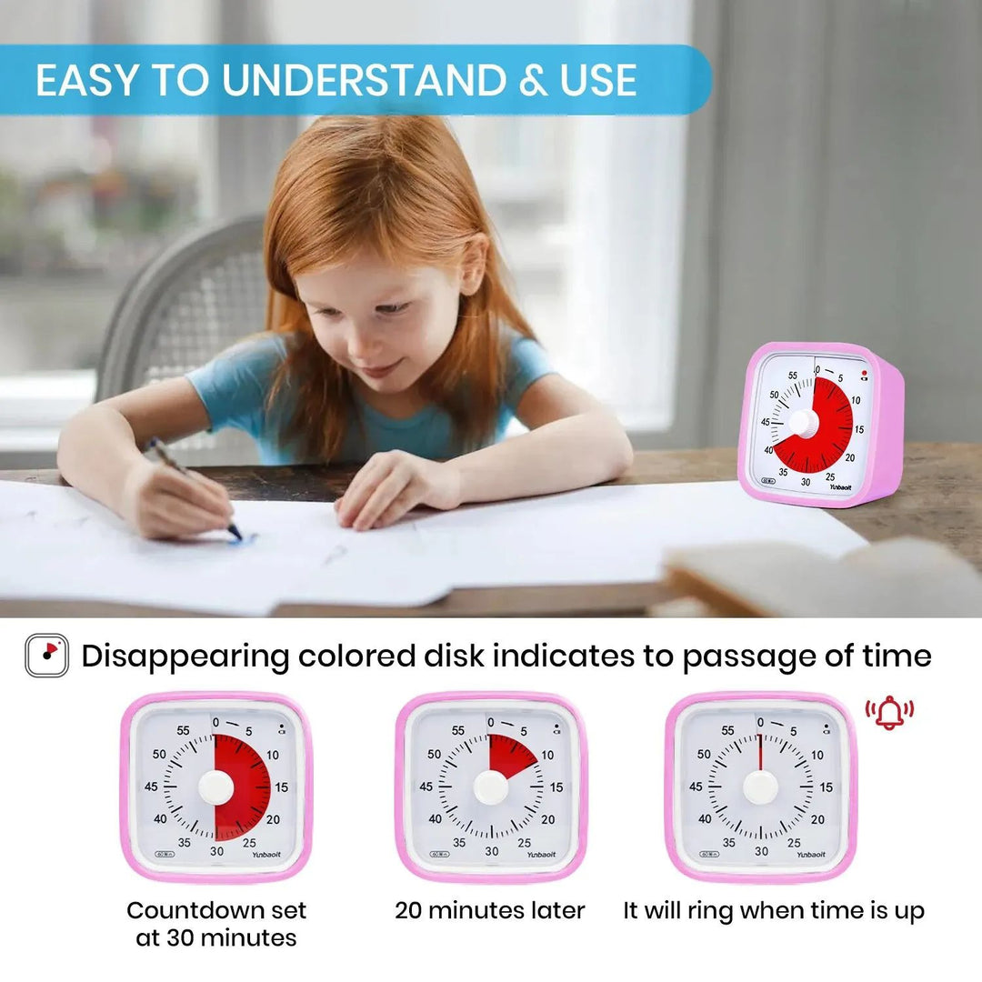 Upgraded 60-Minute Silent Visual Timer with Protective Case for Kids Image 3