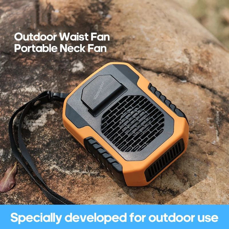 6000mAh Portable Neck/Waist Fan - USB Rechargeable Mini Fan for Outdoor Activities Image 1