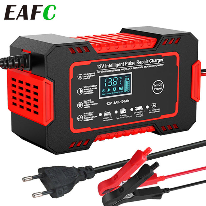 Car Battery Charger 12V 6A Pulse Repair LCD Display Smart Fast Charge AGM Deep Cycle GEL Lead-Acid Charger For Auto Image 1