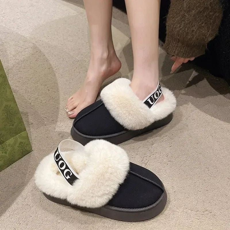 Women s Fashion Suede faux Platform Slippers - Casual Slingback Flip Flops Image 4