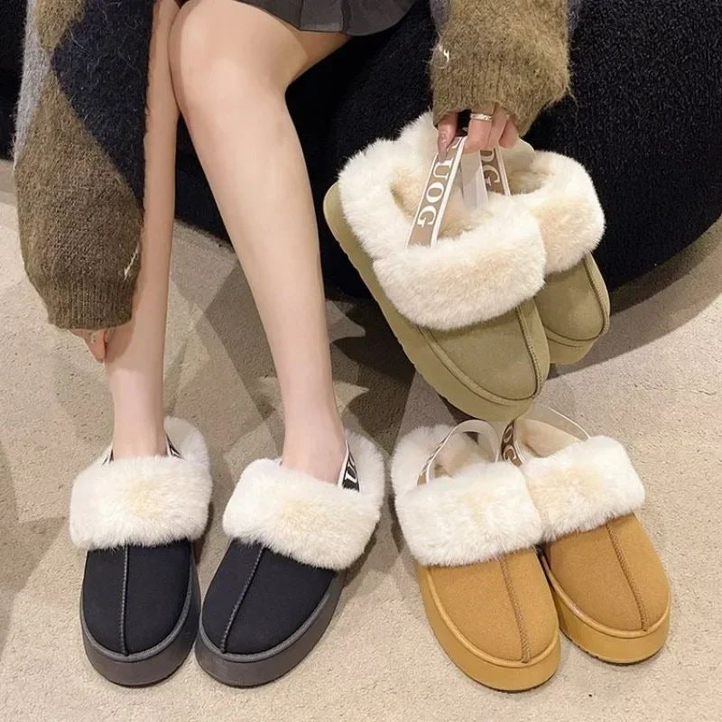 Women s Fashion Suede faux Platform Slippers - Casual Slingback Flip Flops Image 4