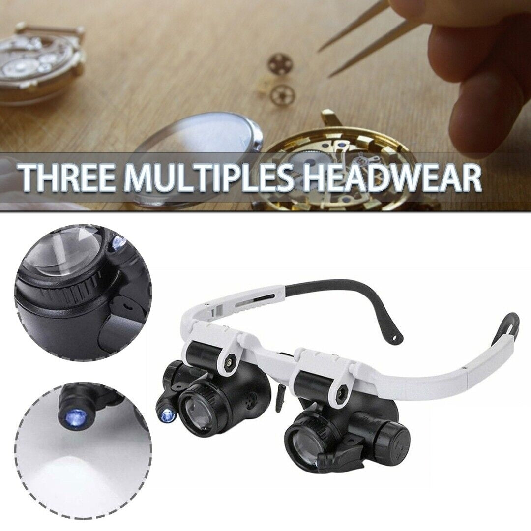 2XLED Watch Jeweler Repair Magnifier Head-Mounted Headband Adjustable Magnifying Head Eye Glasses Loupe Lens 8X 15X 23X Image 4