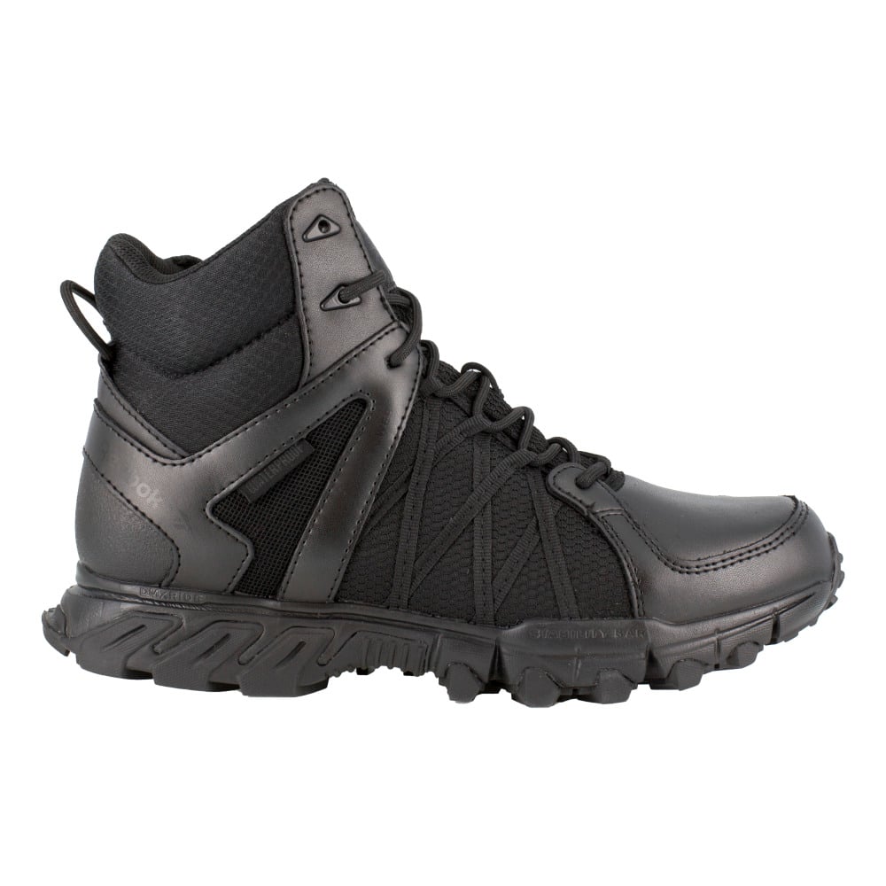 Reebok Work Mens 6" Trailgrip Tactical Soft Toe Waterproof Work Boot with Side Zipper Black - RB3450 BLACK Image 2