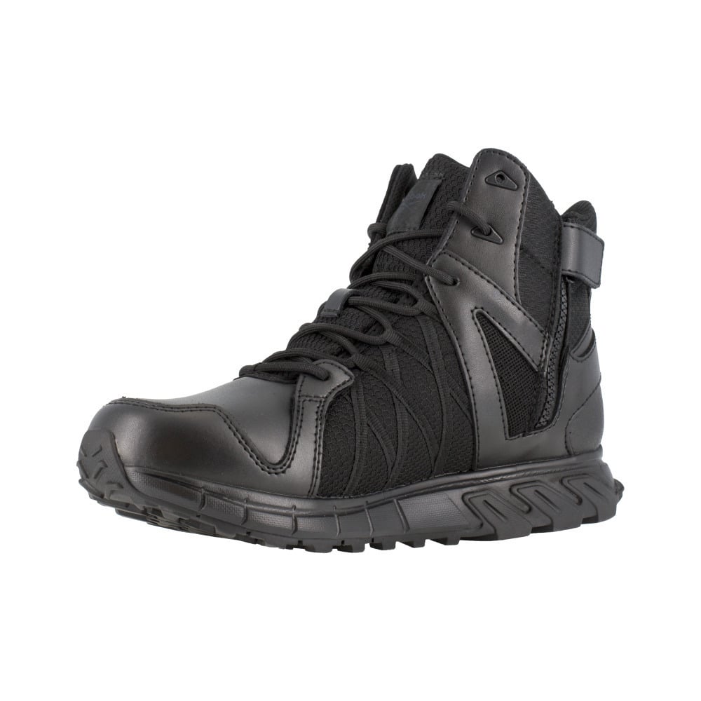 Reebok Work Mens 6" Trailgrip Tactical Soft Toe Waterproof Work Boot with Side Zipper Black - RB3450 BLACK Image 3