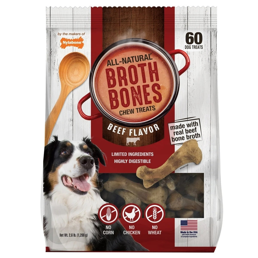 Nylabone Broth Bones Natural Edible Dog Chews 60 Count Image 1