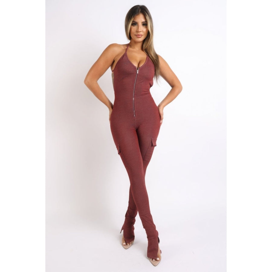 Cargo pocket halter jumpsuit Image 1