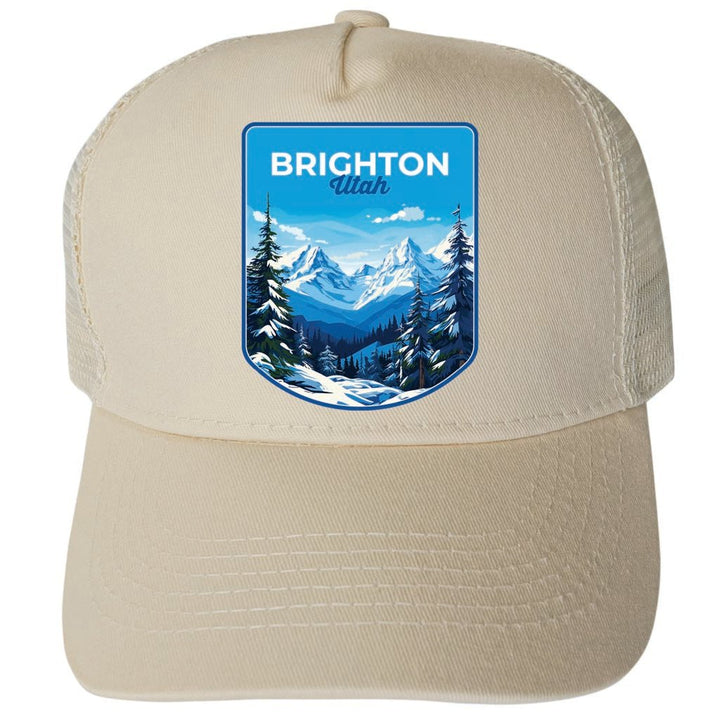 Brighton Utah Ski Resort Mountain Design Unisex Mesh Back Trucker Hat with Adjustable Snapback Image 3